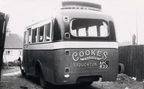 On of Cooke's coaches parked at the firm's site when it was in Barrack Road, Stoughton.