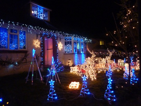 The bungalow in Trodds Lane, Merrow, beautifully lit once again this year.