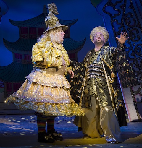 Peter Gordon (right) with Royce Mills in a scene from Aladdin.