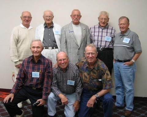 81st Fighter Wing Reunion 2003. Front Centre, Les Alumbaugh, Right Front, Milton Whitford, 2nd from left rear, Seldon (Ernie) Pile. Courtesy Whitford family.