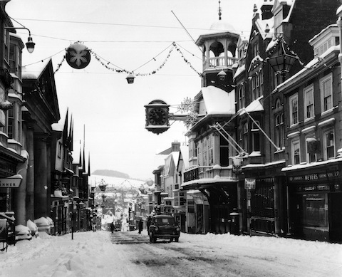 Guildford High Street late 1962 or early 63, before the Christmas decorations had been taken down!