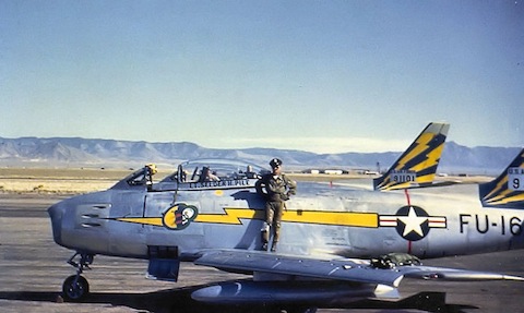 Lt. Ernie Pile, 92nd Fighter Squadron, F86A Sabre. USAF Photo Via David W. Menard at Wikimedia Commons. 