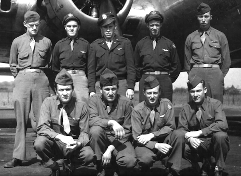 Milton Whitford 1945 (4th from left in back row). USAAF.