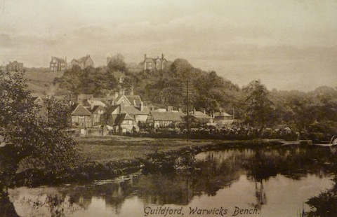 A 1900s picture postcard showing the Millmead area when fields reached right up to the town centre.