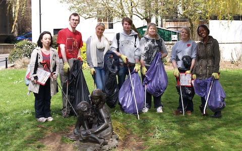 These staff from the Guildford Marks & Spencer store managed to litter pick all the way from Dapdune Wharf to Millmead Lock. They are pictured in front of the Alice statue at Millmead.