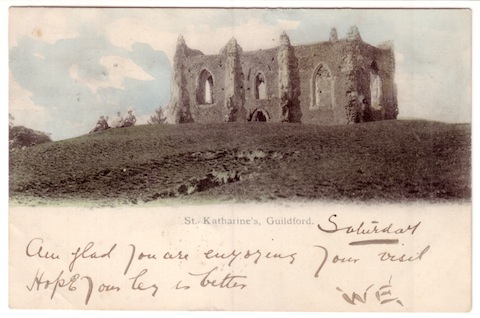 Picture postcard of St Catherine's Chapel postmarked with the date 1902.