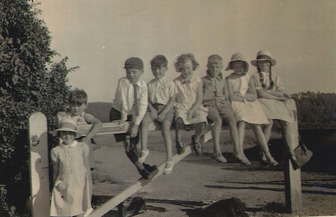 Pupils from Quarry House school on Pewley Down, July 30, 1934. They enjoyed a tea party there.