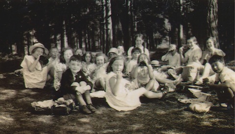 Quarry House School pupils enjoy a picnic at Blackheath in 1935.