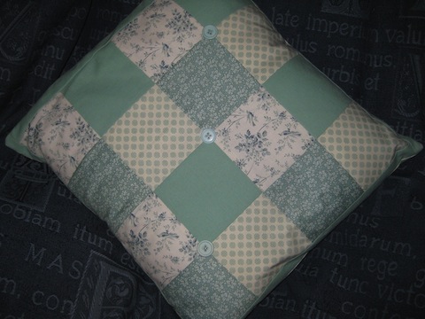 Handmade vintage style patchwork cushion.