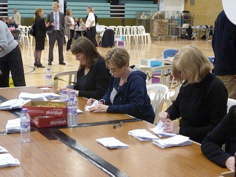 Counting under way at Guildford Spectrum.