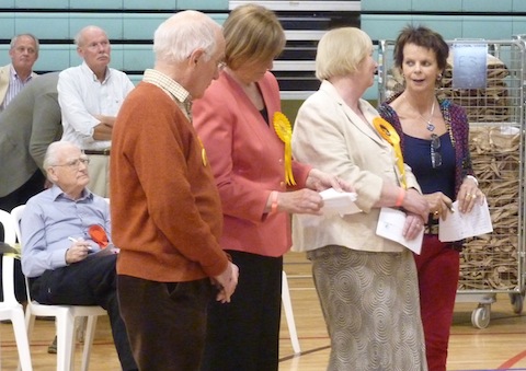 Members from Guildford's Lib Dems talk to Guildford's Conservative MP Annie Milton (far right).