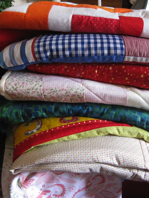 Quilts of many colours.