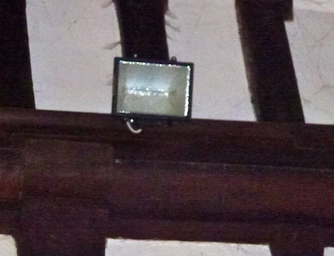 An auxilairy light fitting of the sort that collapsed against the beam causing it to smoulder