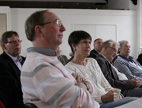 The informed and invited audience listened carefully as Cllr Mansbridge explained his vision