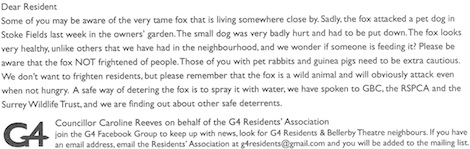 Warning note circulated by the G$ Residents' Association