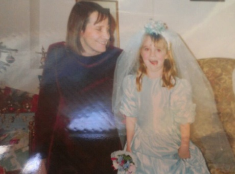 Emma as a young girls at Christmas time with her proud Mum who sadly died last year.