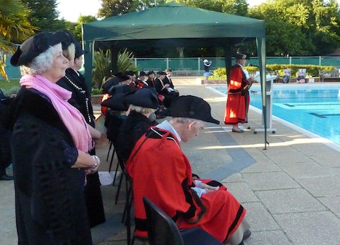 The Mayor of Guildford, Diana Lockyear-Nibbs, makes her speech.