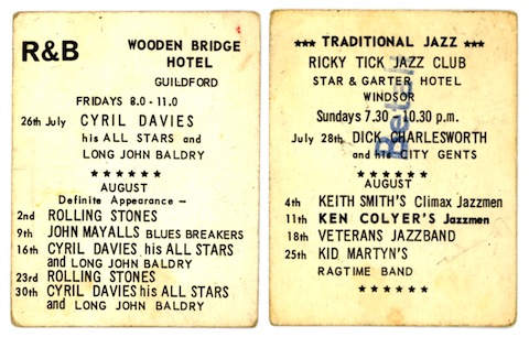 Flyer featuring the Ricky Tick Club, one of its venues being the Wooden Bridge, and dates there played by the Rolling Stones. Picture: Tracks Ltd.