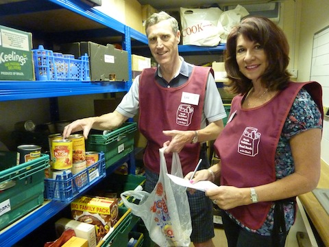 Les and Karin are volunteers at the North Guildford Food Bank. Volunteers are always needed and those who need help can find details below.