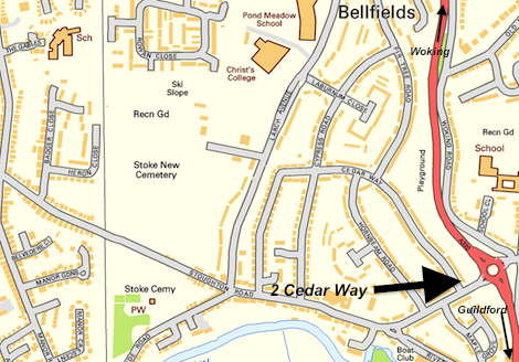 Cedar Way, Bellfields near the A320 Guildford to Woking Road