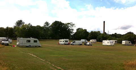 The travellers' trailers on Bannisters Field on Thursday afternoon, August 15.