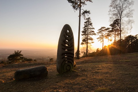 The sun sets at Leith Hill.