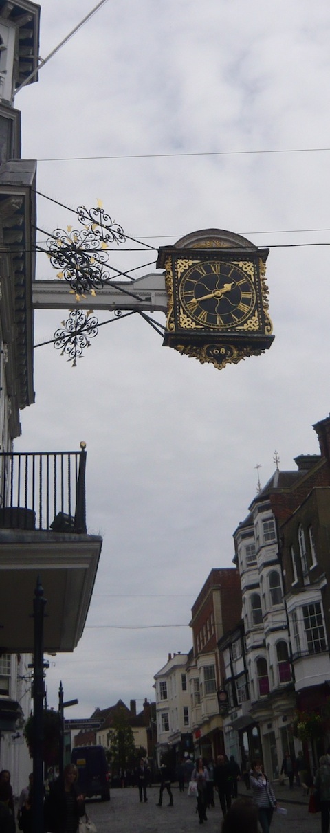 From the lower High Street direction the clock still has its hands .... only the time is wrong
