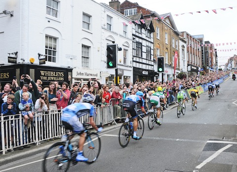 Cyclists heading up the High Street. This picture by Dani Maimone