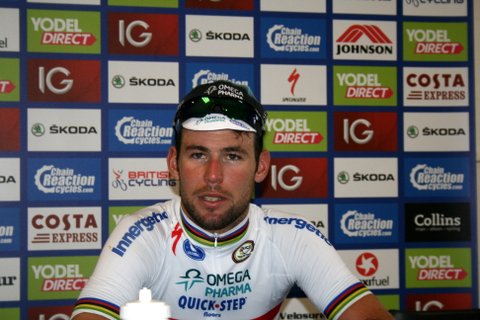 Mark Cavendish at the post-race interview.