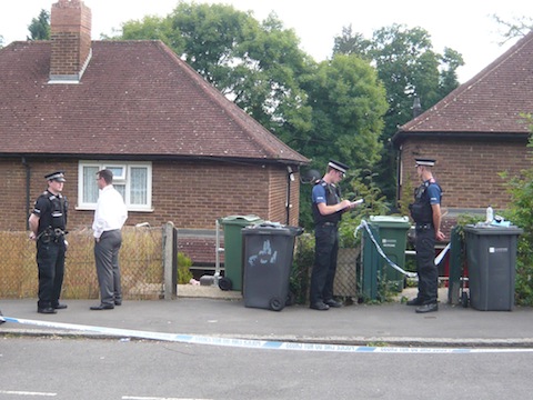 Police officers at the scene of the incident in Westborough.