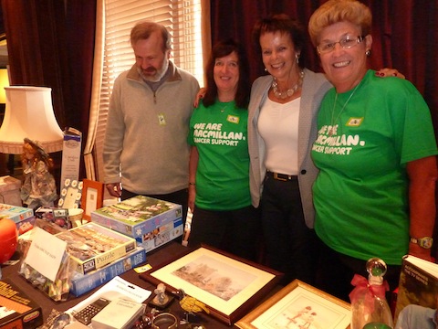 At the Macmillan coffee morning held at Guildford's Holiday Inn, from left: the team vicar of St Clare's Church, park Barn, the Rev'd Steve Pownall; Gilliam James, Guildford MP Anne Milton; and Shirley West.