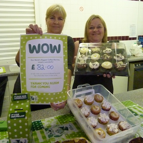 Jan Cook and Raineee Wornham at the Tea Dance or Not To Dance club. although the sign says £82, after the picture was taken they raised another £18 making the final total £100.