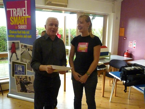 Chris Stanton from the Guildford Job Club with Becky Willson of Travel SMART.