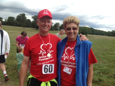 BHF stalwart supports Colin Summerhayes and Shirley West.