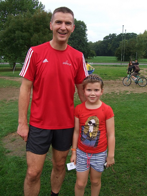Stefan, who has run 56 times, and his seven-year-old daughter Roza, who had just completed her first run.