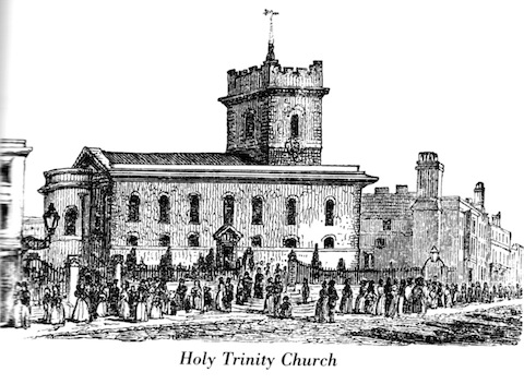 Holy Trinity Church as it looked at the time of the Guildford Guy Riots.