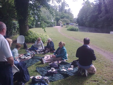 Visitors enjoying themselves on the lockside at Bowers as part of the Cream Tea Totter event.