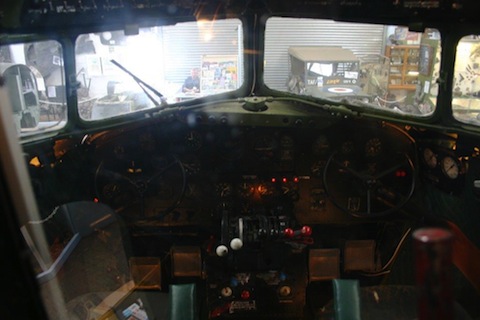 Interior of the Wings Museum's C47 cockpit.