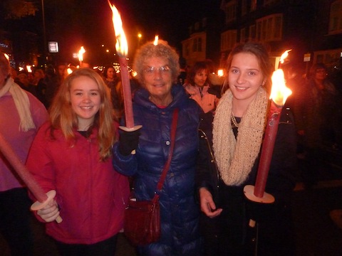 Georgia, Pammy and Bryony with their torches.