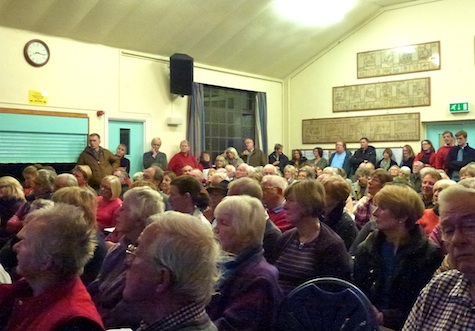 Standing room only as around 150 cram into Shere Village Hall to discuss the Local Plan consultation. 