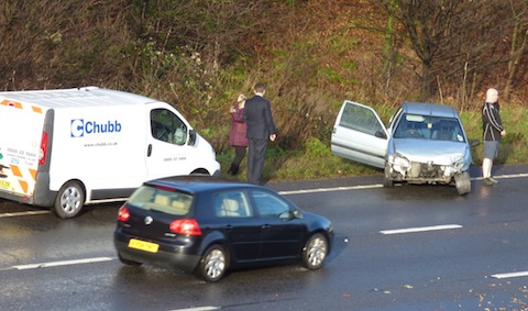The scene on the A3 shortly after the incident.