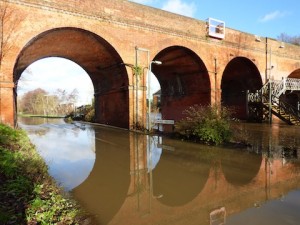 Floodwater at the seven arch bridge in Walnut Tree Close.