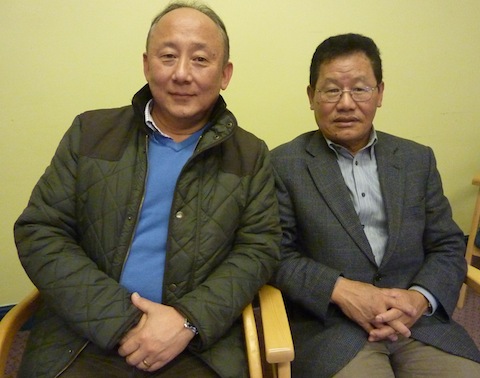 Nanda-Lem Guring (right) is one of the former Gurkhas taking their welfare concerns to politicians in London. Left is the chairman of the Guidford Nepalese Community, Shamsher Gurung.