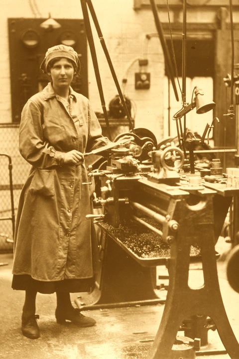 Munitions worker at Rice Bros, Onslow Street, Guildford, during the First World War.