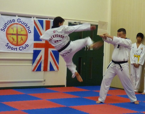 Lern the art of taekwondo with the Gurkha Sunrise Sport Club.