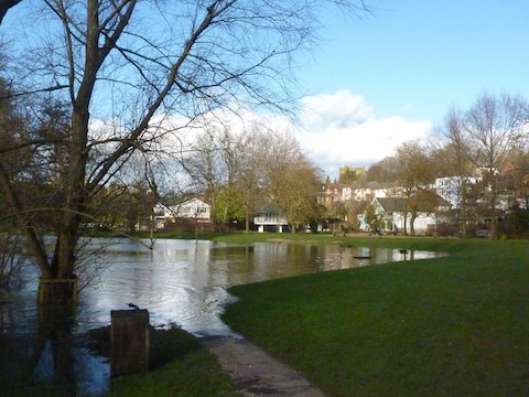 No chance of a picnic beside the river near Tumbling Bay and Guildford Boat House!