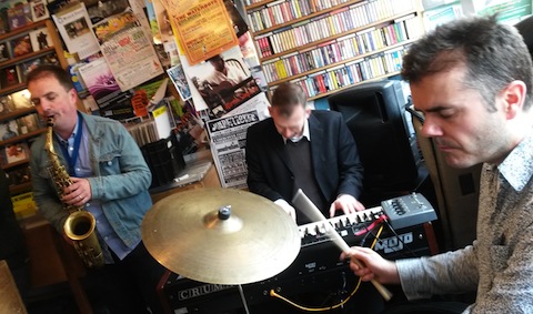 Saxophonist Jamie ODonnell, Matt Home on drums and Pete Whittaker on organ.