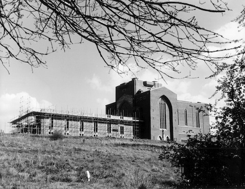 The cathedral under construction. It was consecrated in 1961.