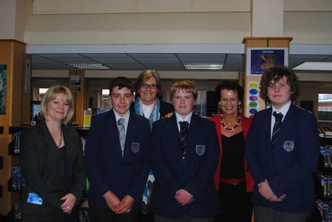 Pictured with pupils at Kings College, from left: principal Kate Carriet; the vic-chairman of governors, county councillor Fiona White; and Guildford MP Anne Milton.