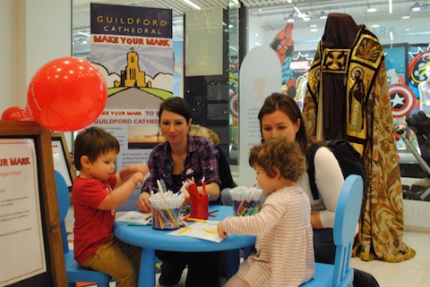 colouring activities for children in the pop-up shop.